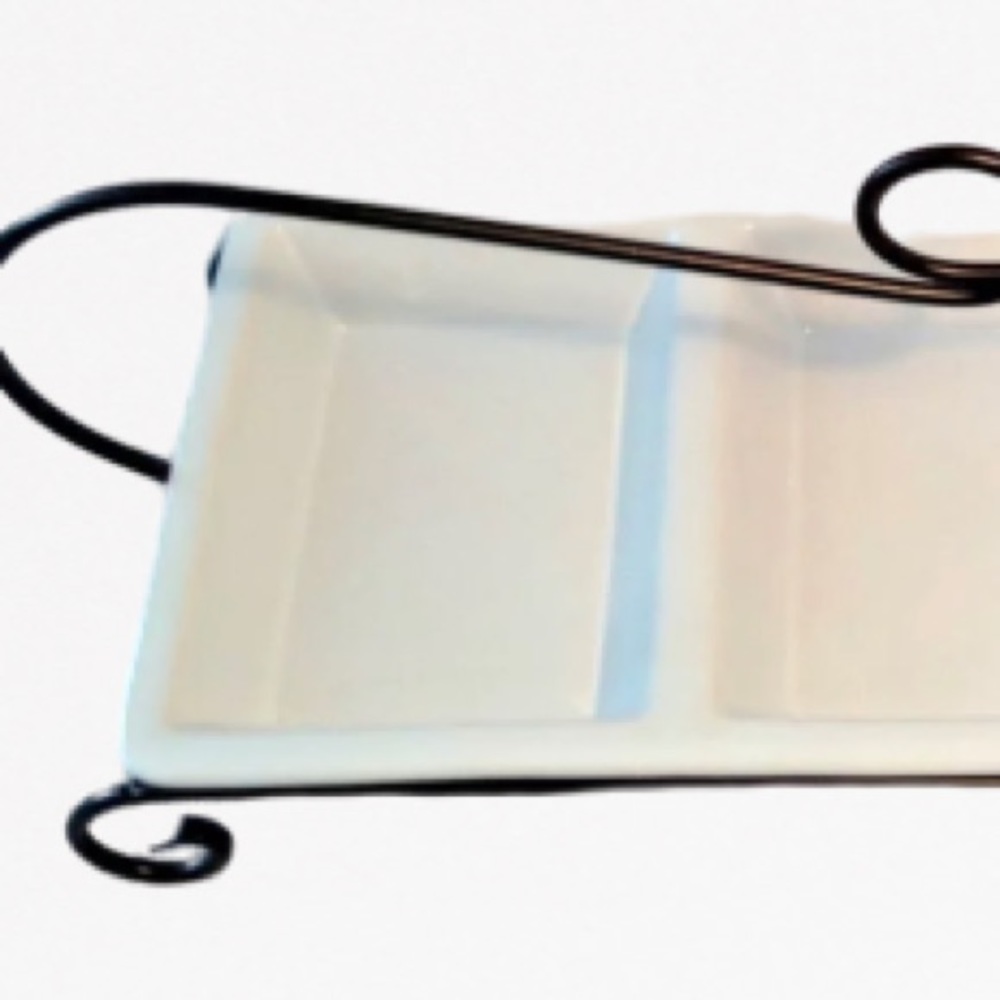 Three-Section Platter With Metal Rack Crofton NWOT - Picture 3 of 10
